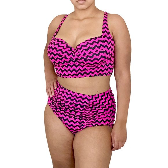 torrid Other - Pink & Black Chevron High Waist Swim Suit Size 1X